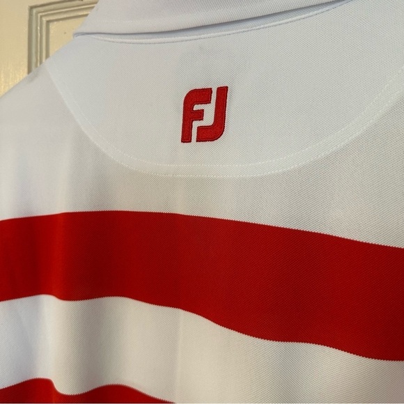 FootJoy Red & White Polo Shirt Short Sleeves Crowborough Beacon Golf Club Sz XL - Picture 6 of 12